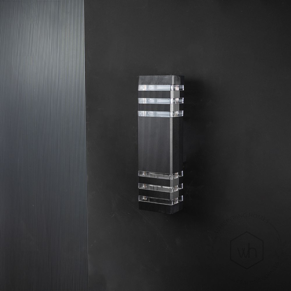 Glass Up & Down Wall Light - Black Light Off Black Background