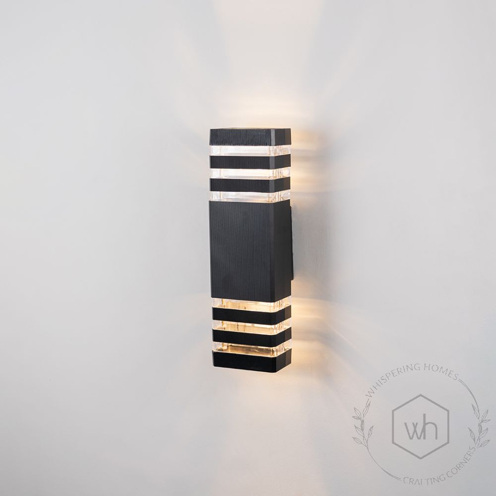 Glass Up & Down Wall Light - Black Light On White Background