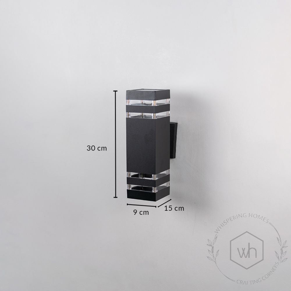 Dual Outdoor Wall Light - Black Dimensions