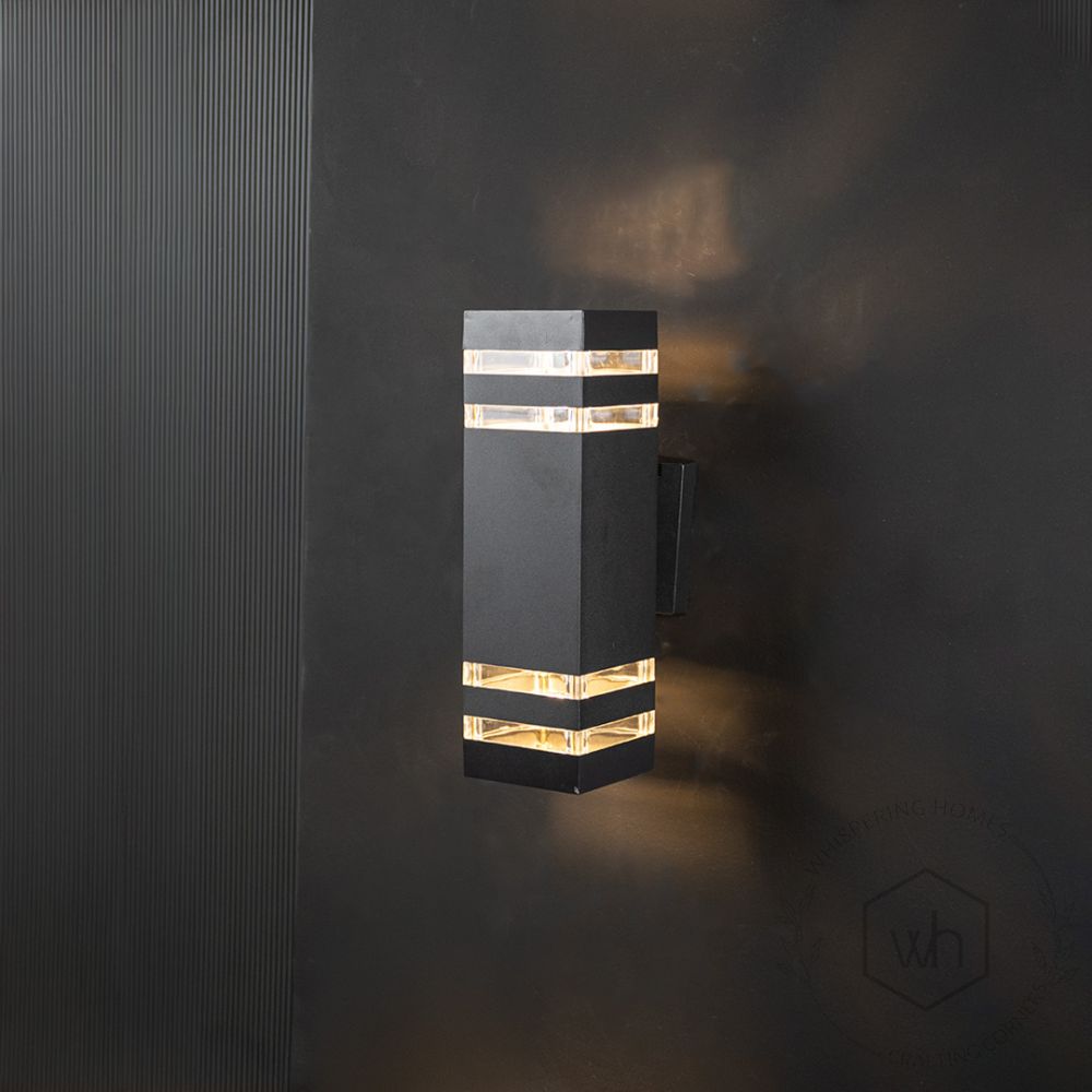 Dual Outdoor Wall Light - Black Light On Black Background