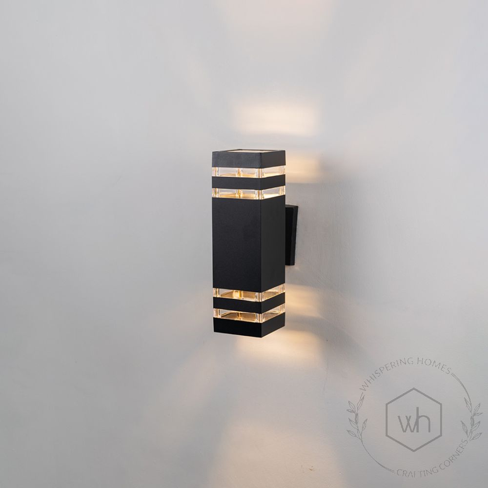 Dual Outdoor Wall Light - Black Light On White Background