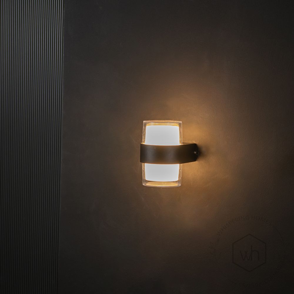 Coastal Up-Down Outdoor Wall Light Light On Black Background