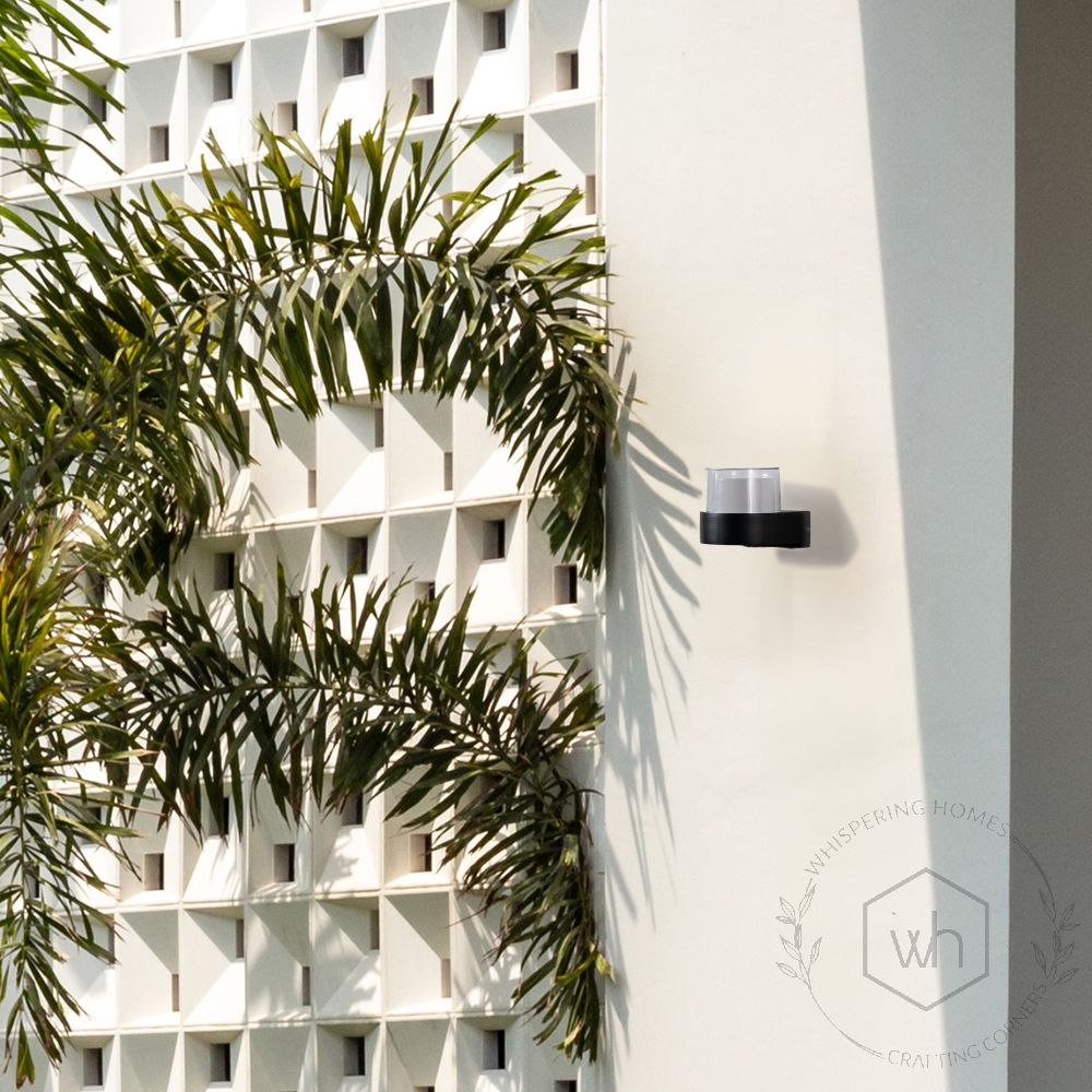 Coastal Outdoor Wall Light - Glass & Black Lifestyle