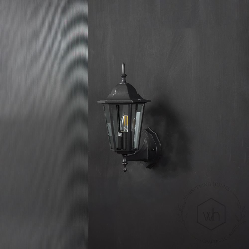 Retro Outdoor Wall Light - Small Light Off Black Background