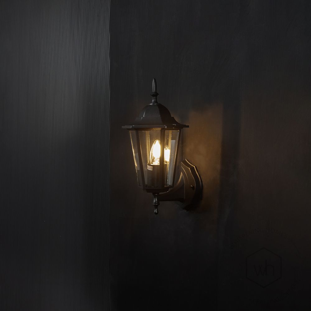 Retro Outdoor Wall Light - Small Light On Black Background