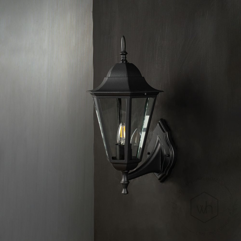 Retro Outdoor Wall Light - Large Light Off Black Background