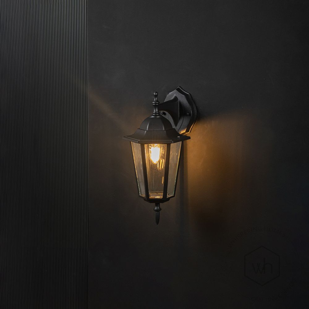 Down Facing Outdoor Wall Light - Small Light On Black Background