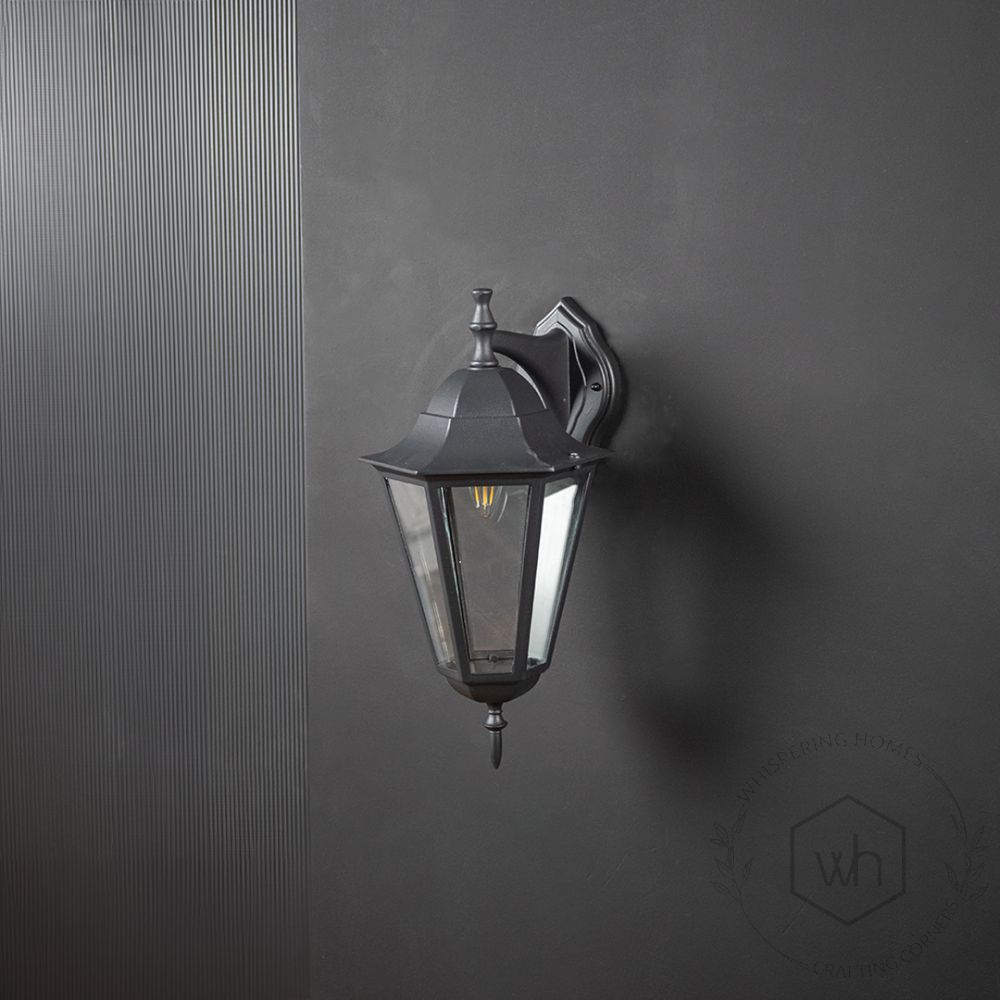 Down Facing Outdoor Wall Light - Large Light Off Black Background