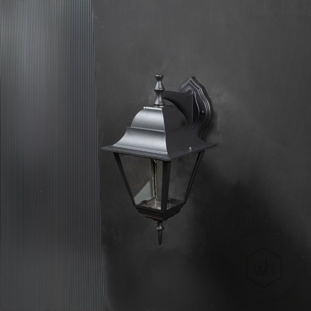 Coach Lantern Outdoor Wall Light - Large Light Off Black Background