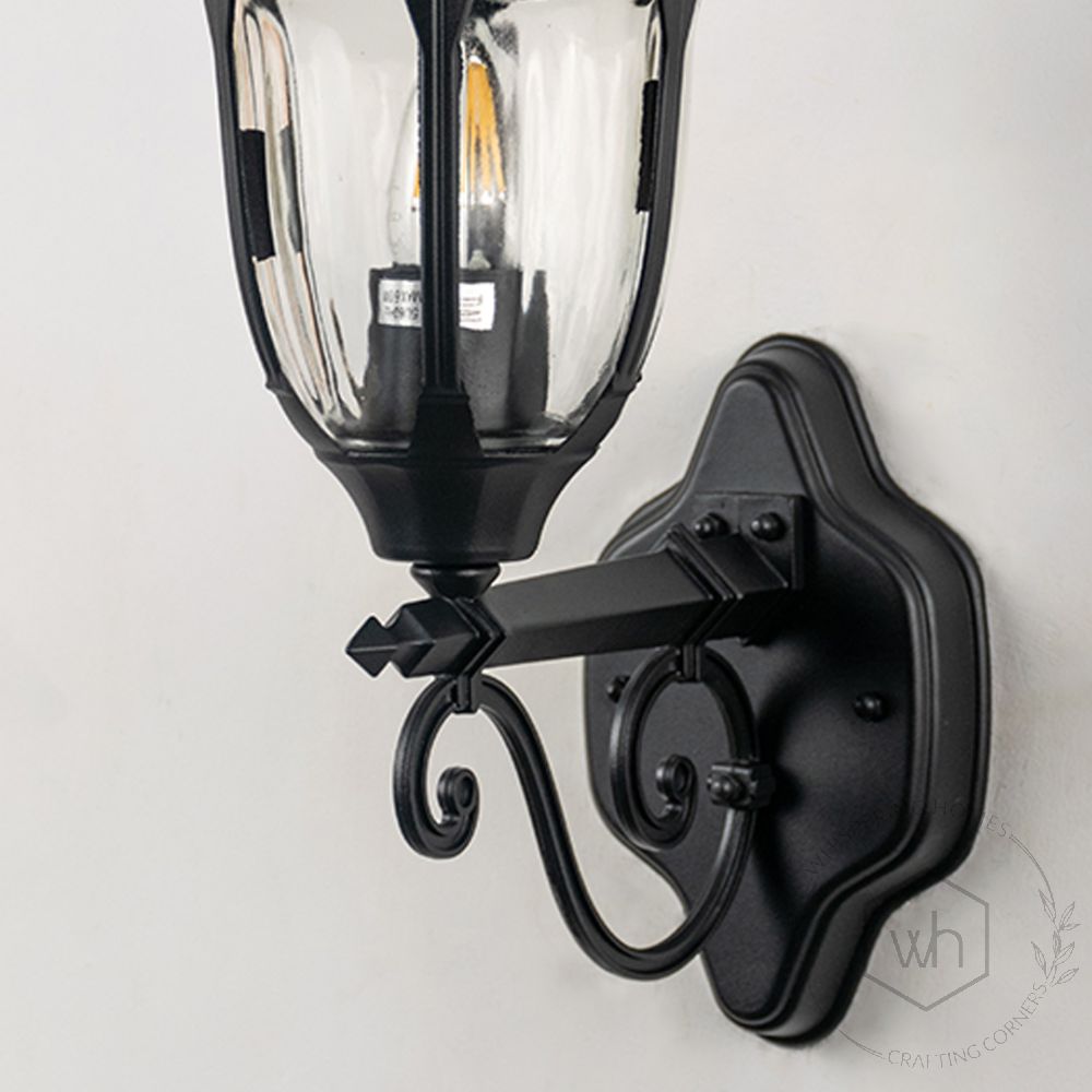 Country Outdoor Wall Light - Black Closeup