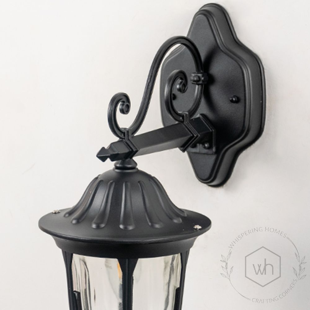 Outdoor Lantern Wall Light - Black Closeup