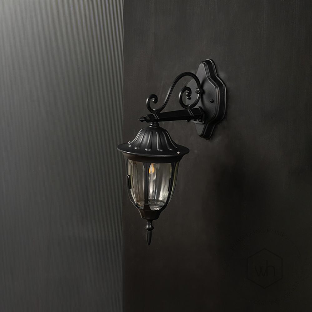 Outdoor Lantern Wall Light - Black Light Off Black Background