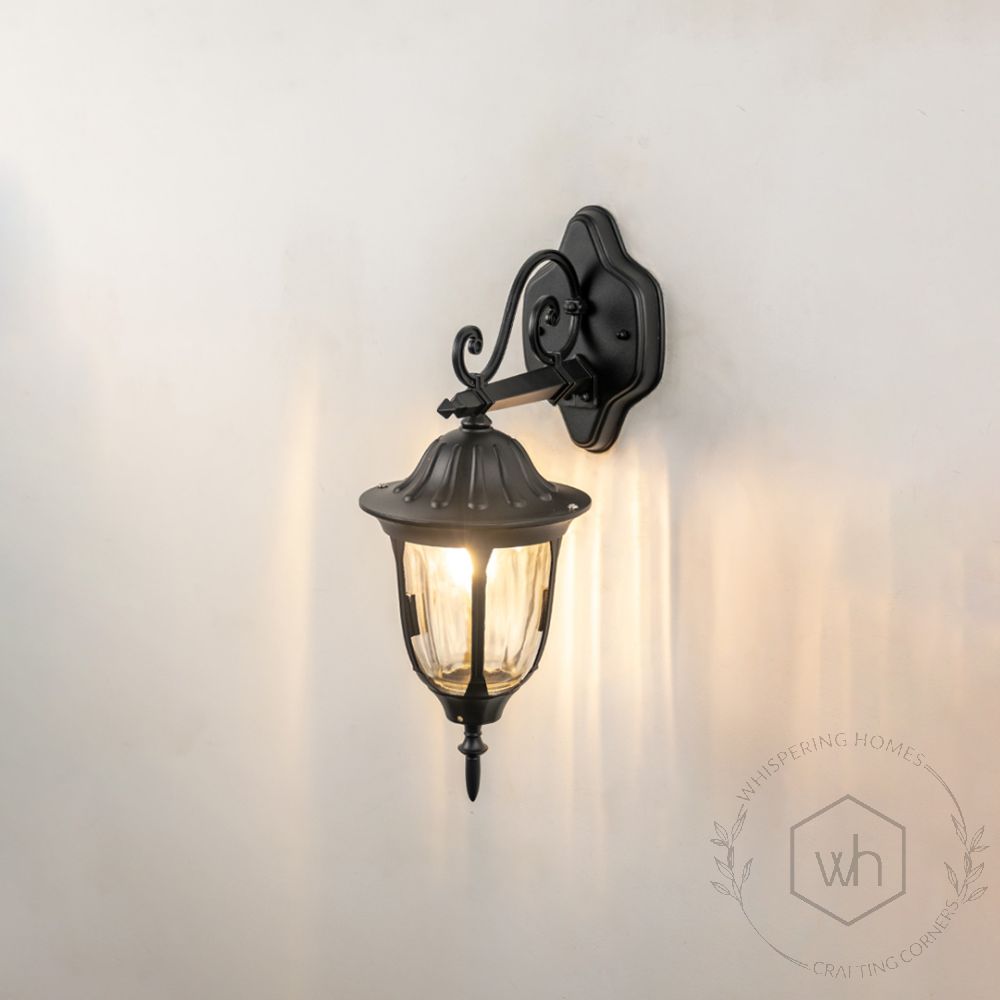 Outdoor Lantern Wall Light - Black Light On White Background