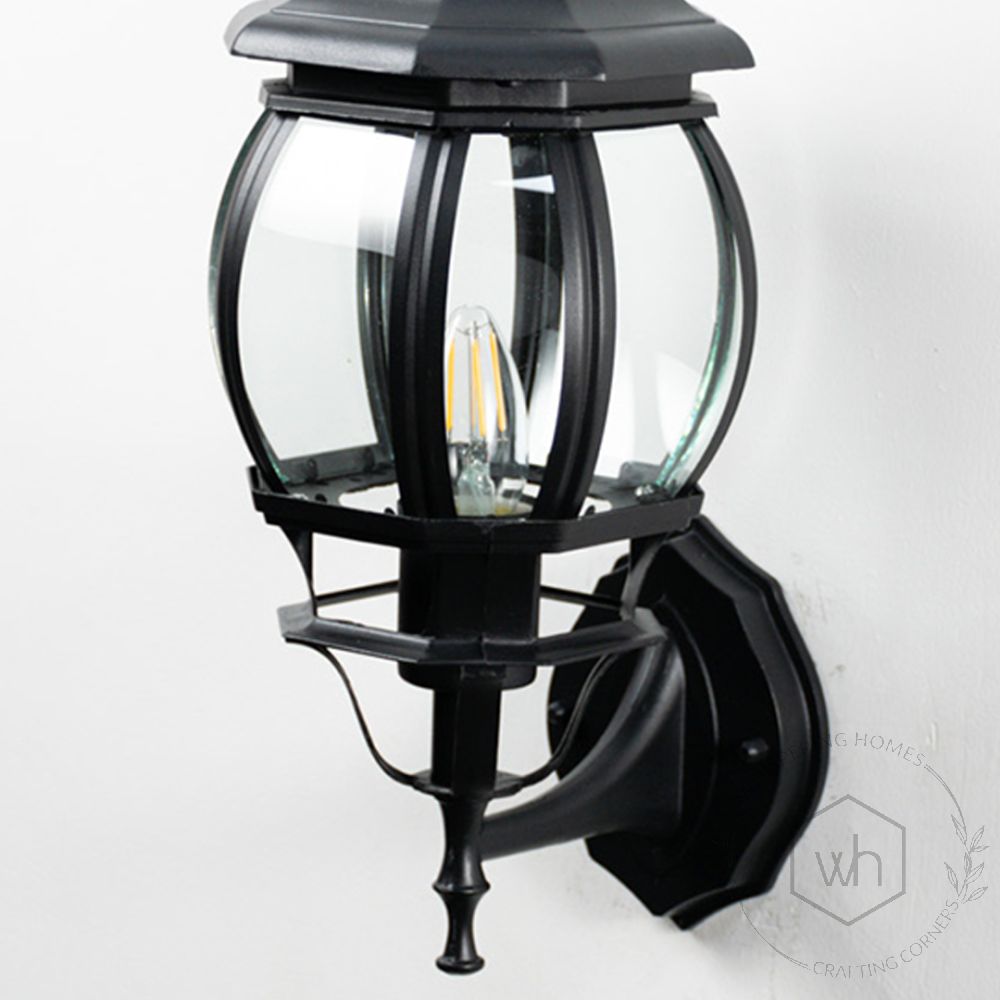 Pumpkin Outdoor Wall Light - Black Closeup