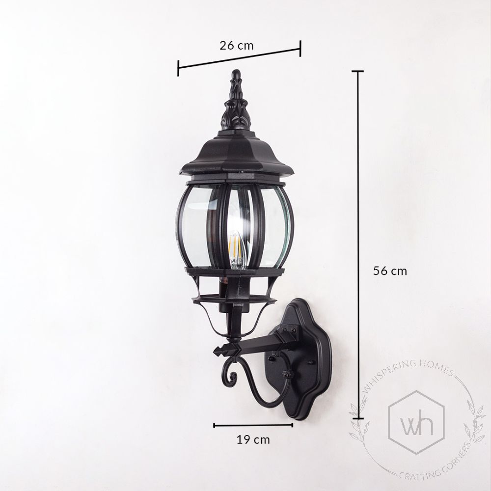 Industrial Up Wall Light - Black Dimensions