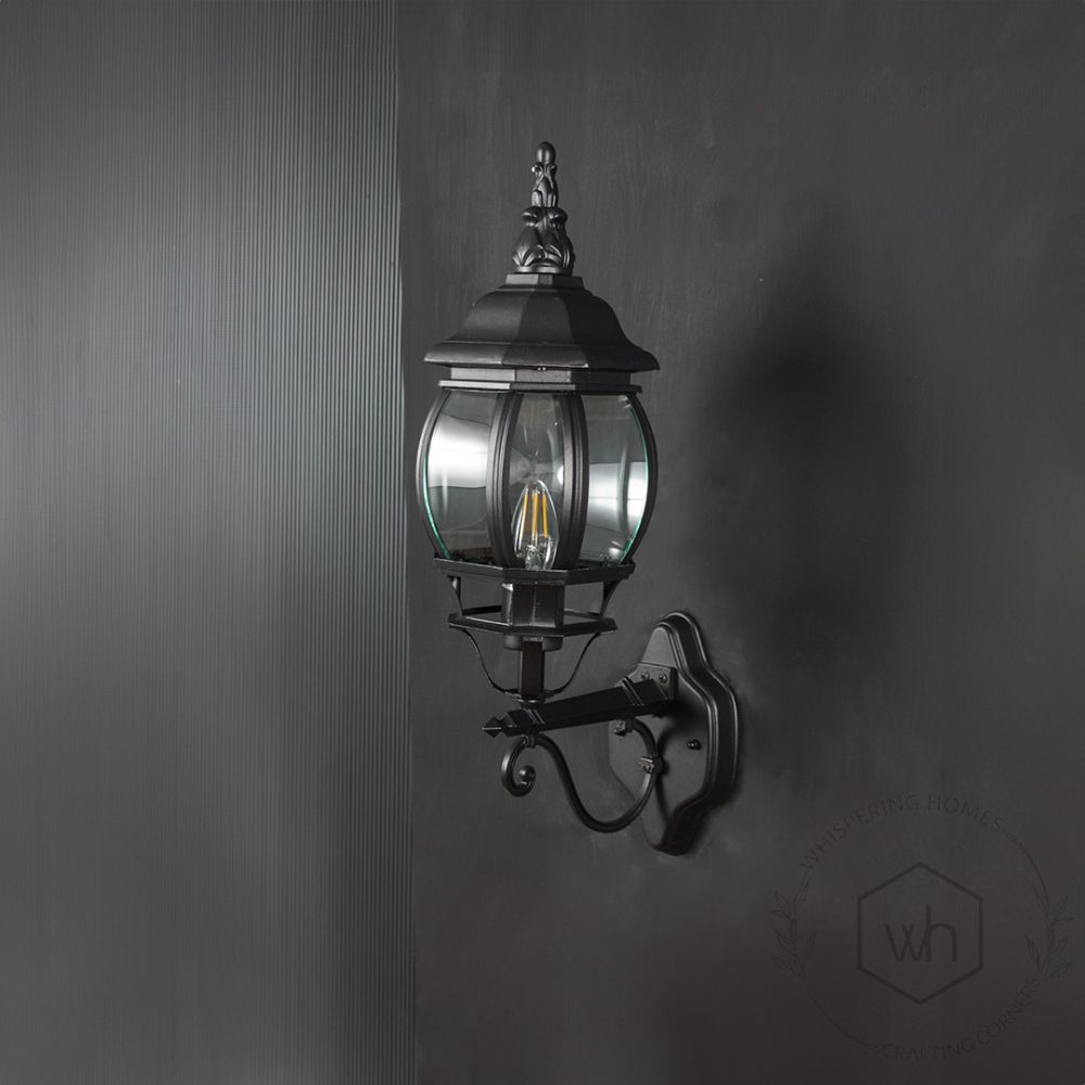 Industrial Up Wall Light - Black Light Off Black Background