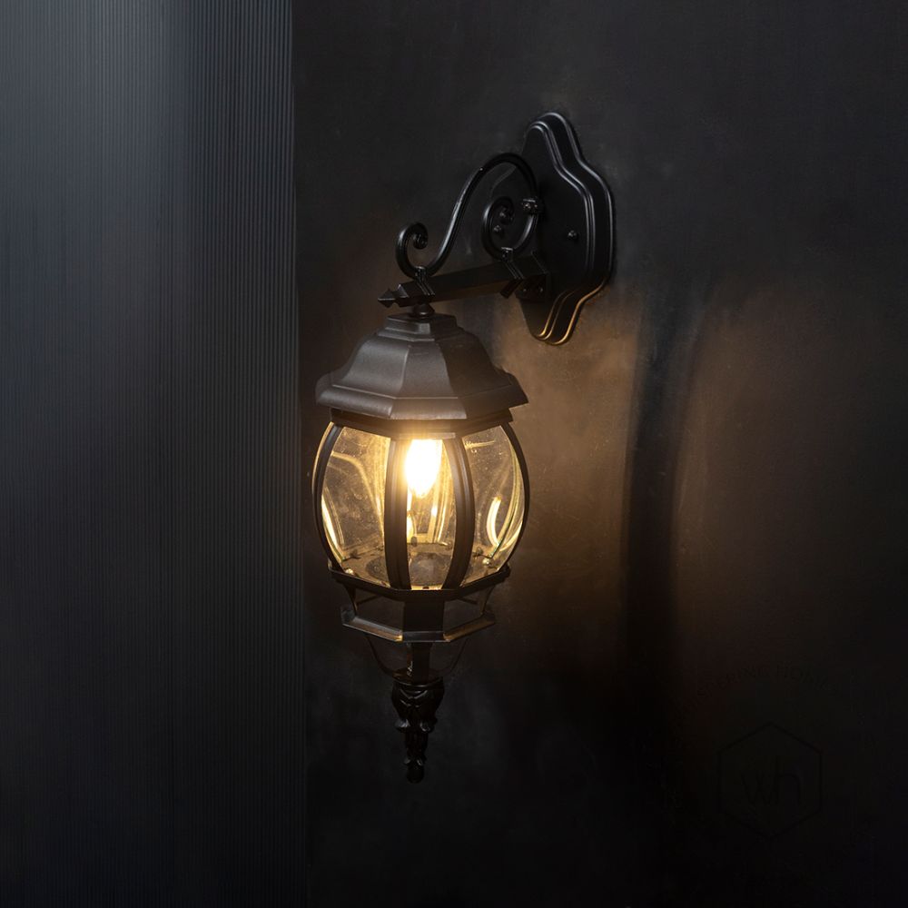 Industrial Down Wall Light - Black Light On Black Background