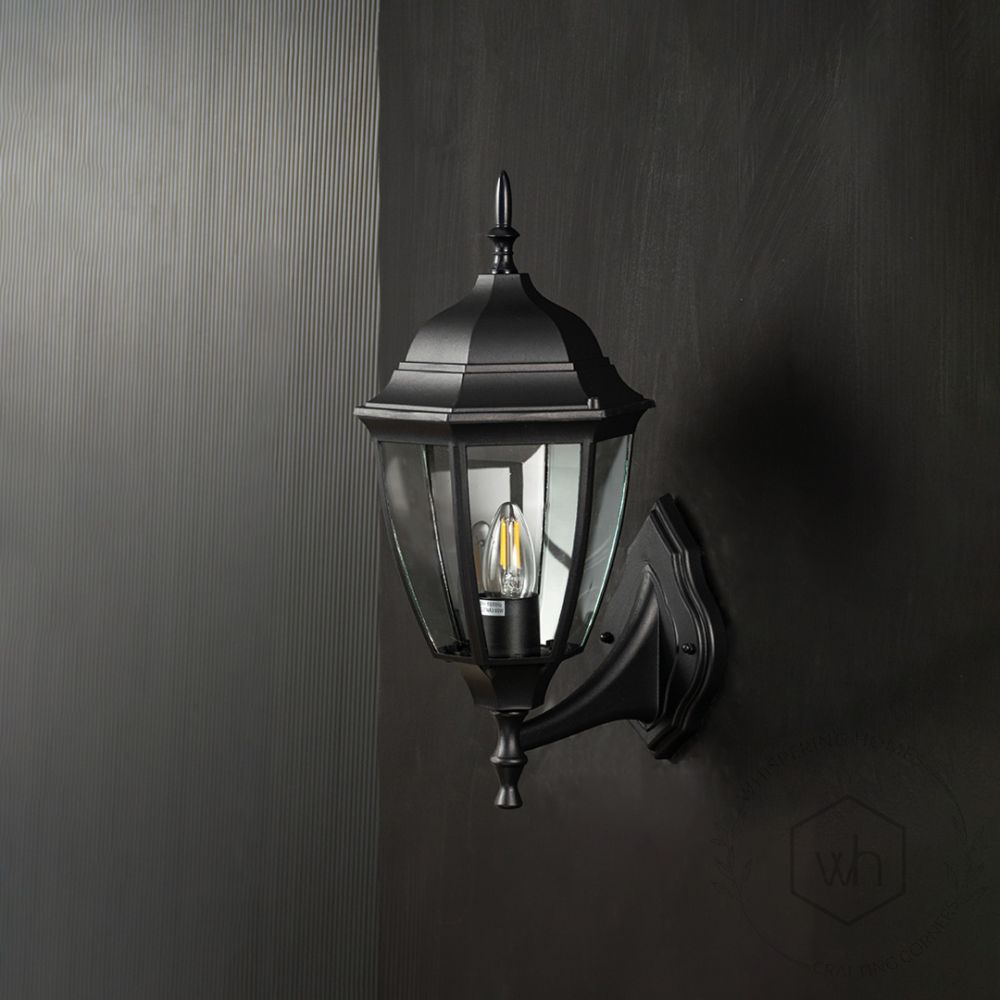 Outdoor Wall-Mount Lantern - large Light Off Black Background