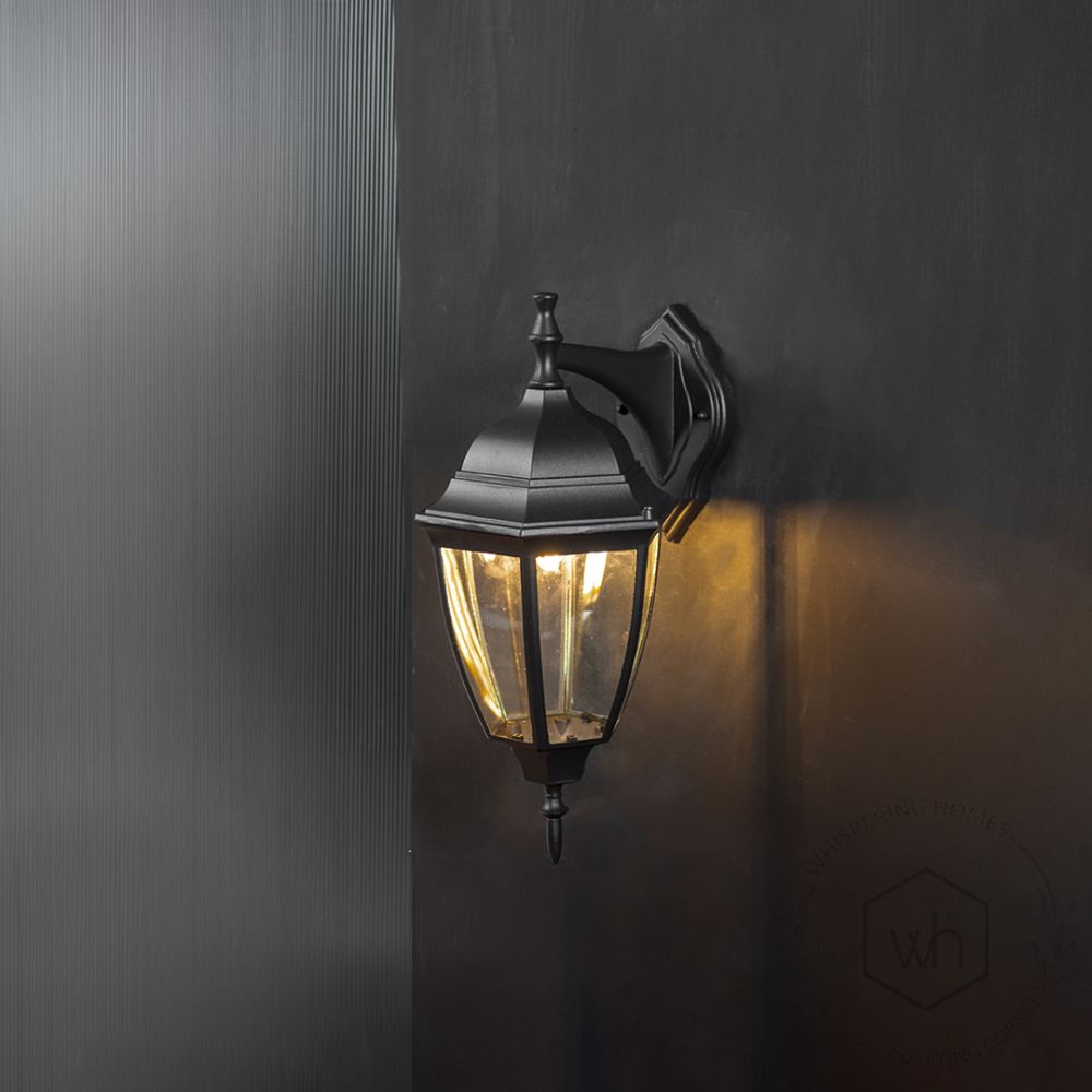 Oxford Outdoor Wall Lantern - Large Light On Black Background