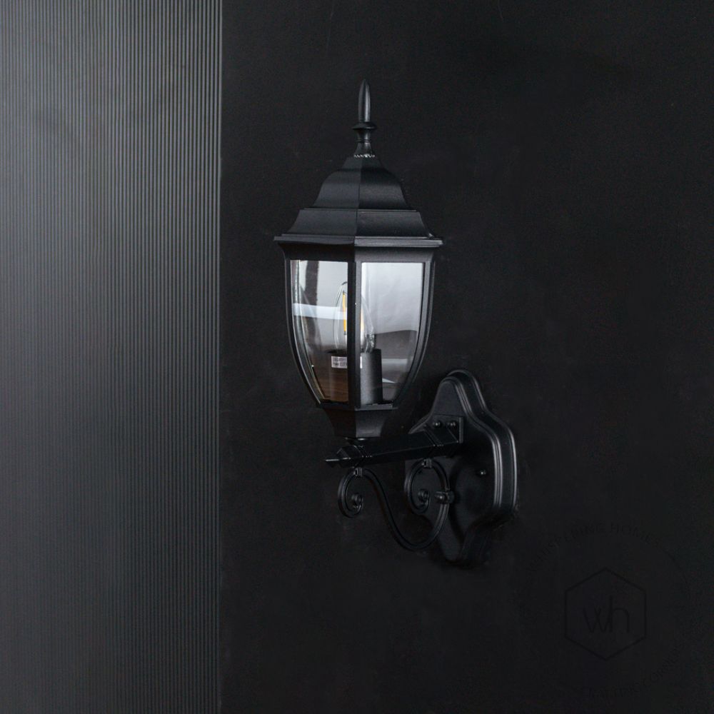 Victorian Outdoor Wall Light - Up Light Off Black Background