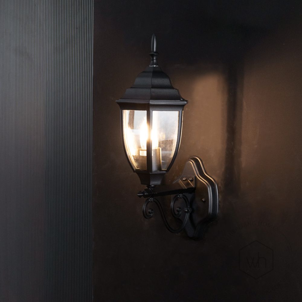 Victorian Outdoor Wall Light - Up Light On Black Background