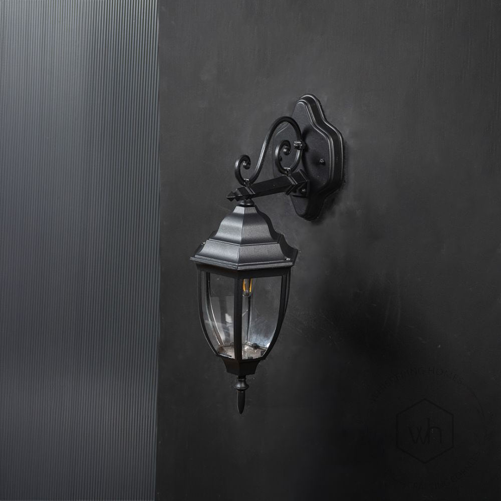 Victorian Outdoor Wall Light - Down Light Off Black Background