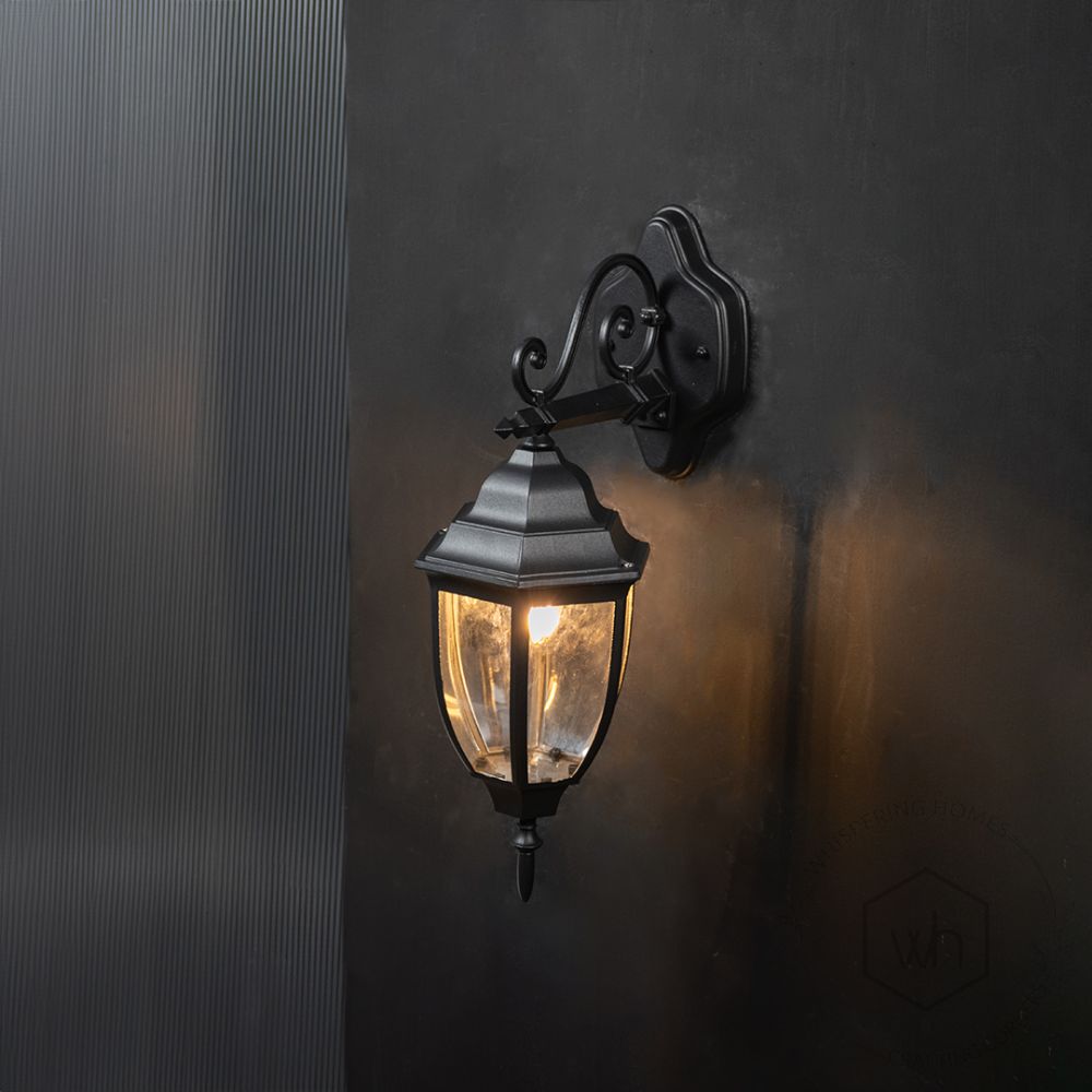 Victorian Outdoor Wall Light - Down Light On Black Background