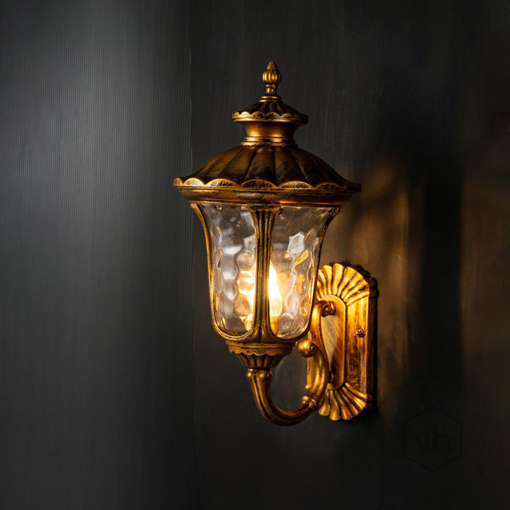 Villa Outdoor Wall Lamp - Large Light On Black Background