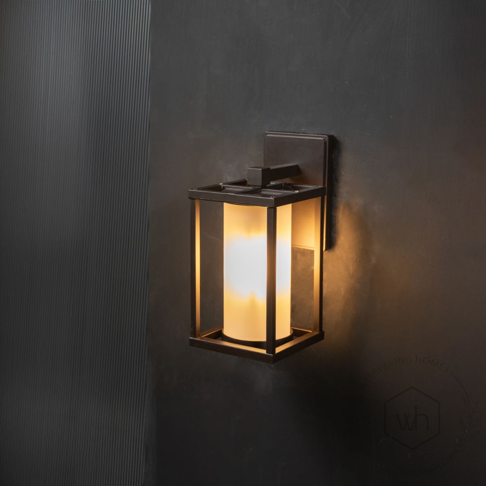 Outdoor Wall Lamp - Brown Light On Black Background