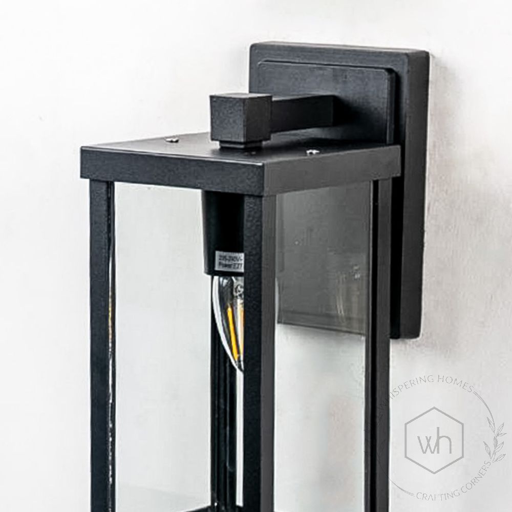 Square Outdoor Wall Light - Glass Closeup