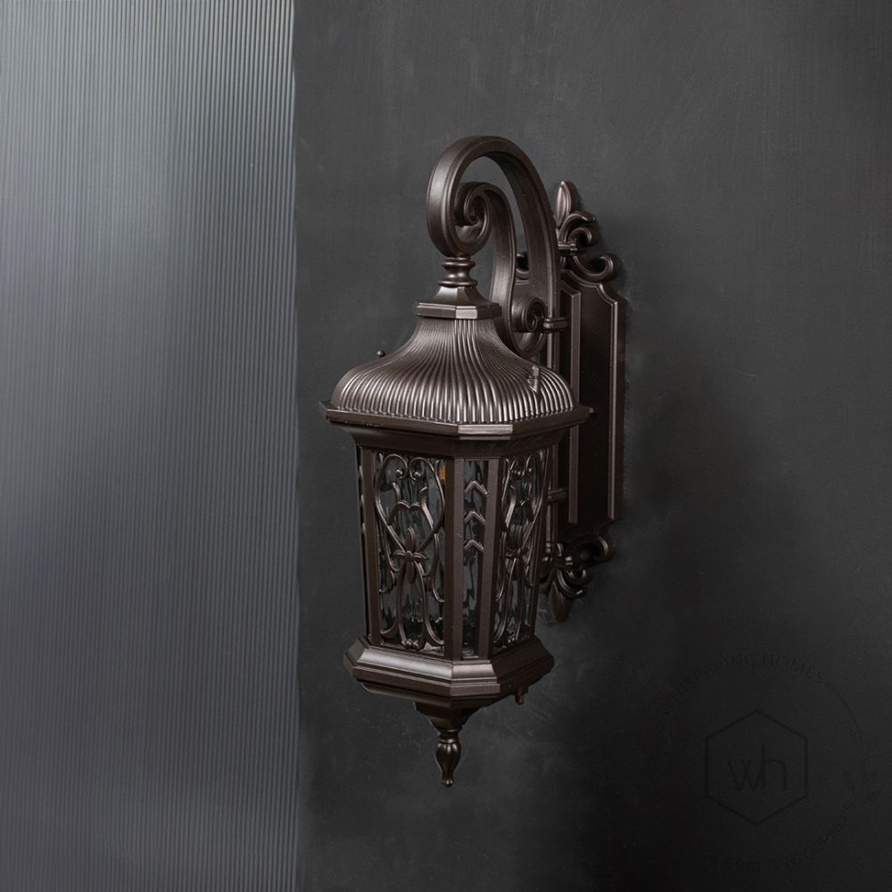 Valhalla Outdoor Wall Light - Dark Brown Light Off Black Background