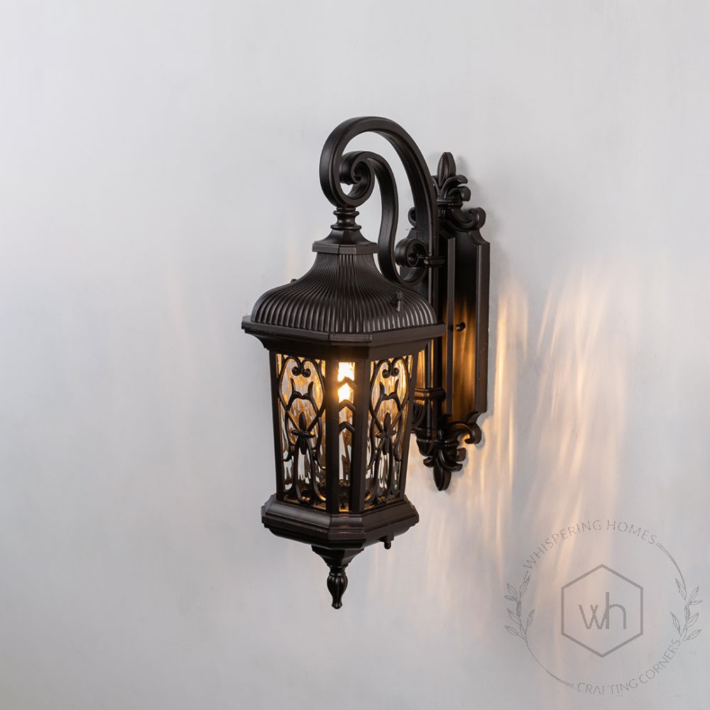 Valhalla Outdoor Wall Light - Dark Brown Light On White Background