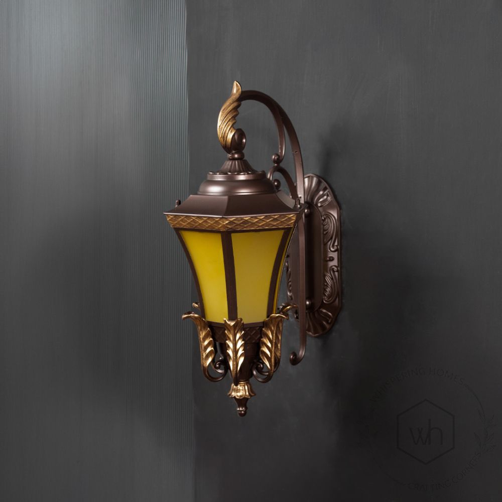 Guerre Outdoor Wall Light - Dark Brown Light Off Black Background