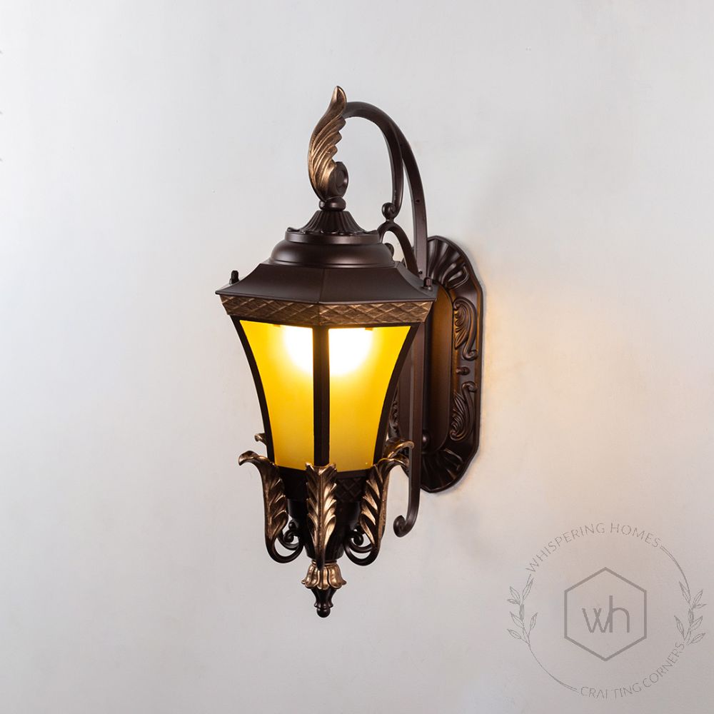 Guerre Outdoor Wall Light - Dark Brown Light On White Background