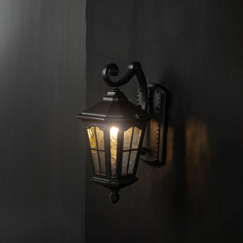 Halla Outdoor Wall Light - Down Light On Black Background