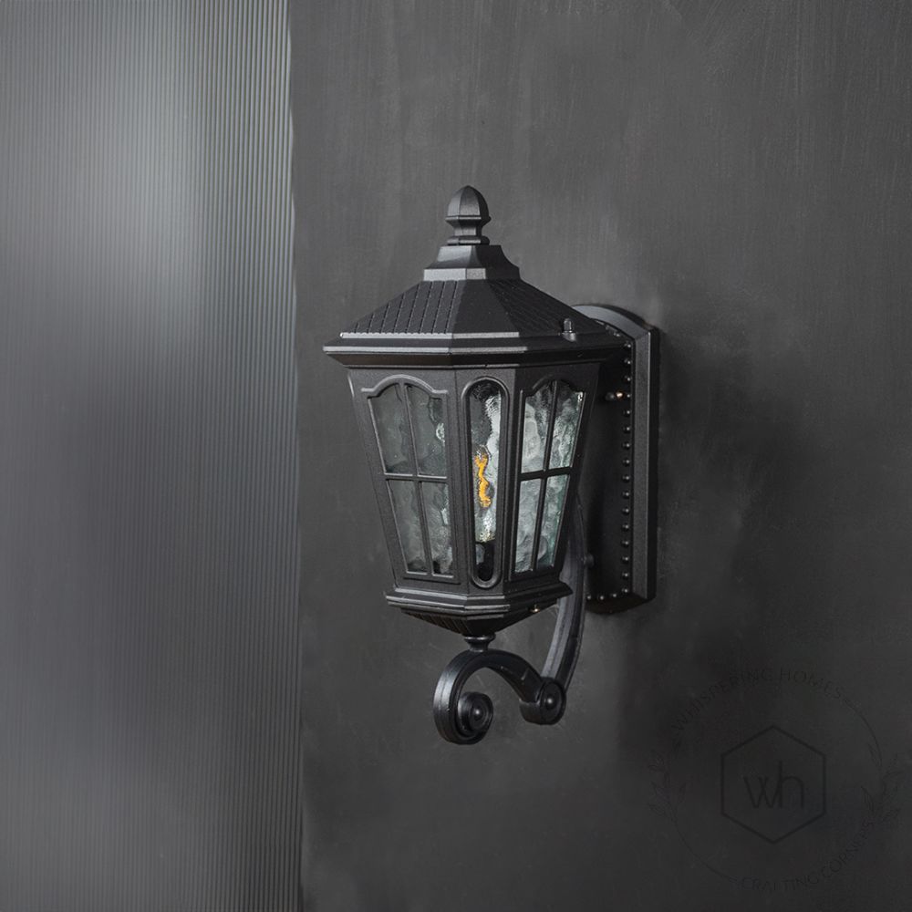 Halla Outdoor Wall Light - Up Light Off Black Background