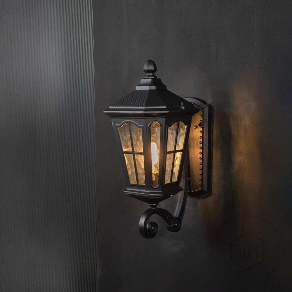 Halla Outdoor Wall Light - Up Light On Black Background