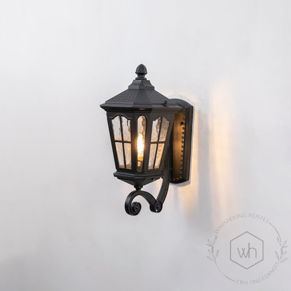 Halla Outdoor Wall Light - Up Light On White Background