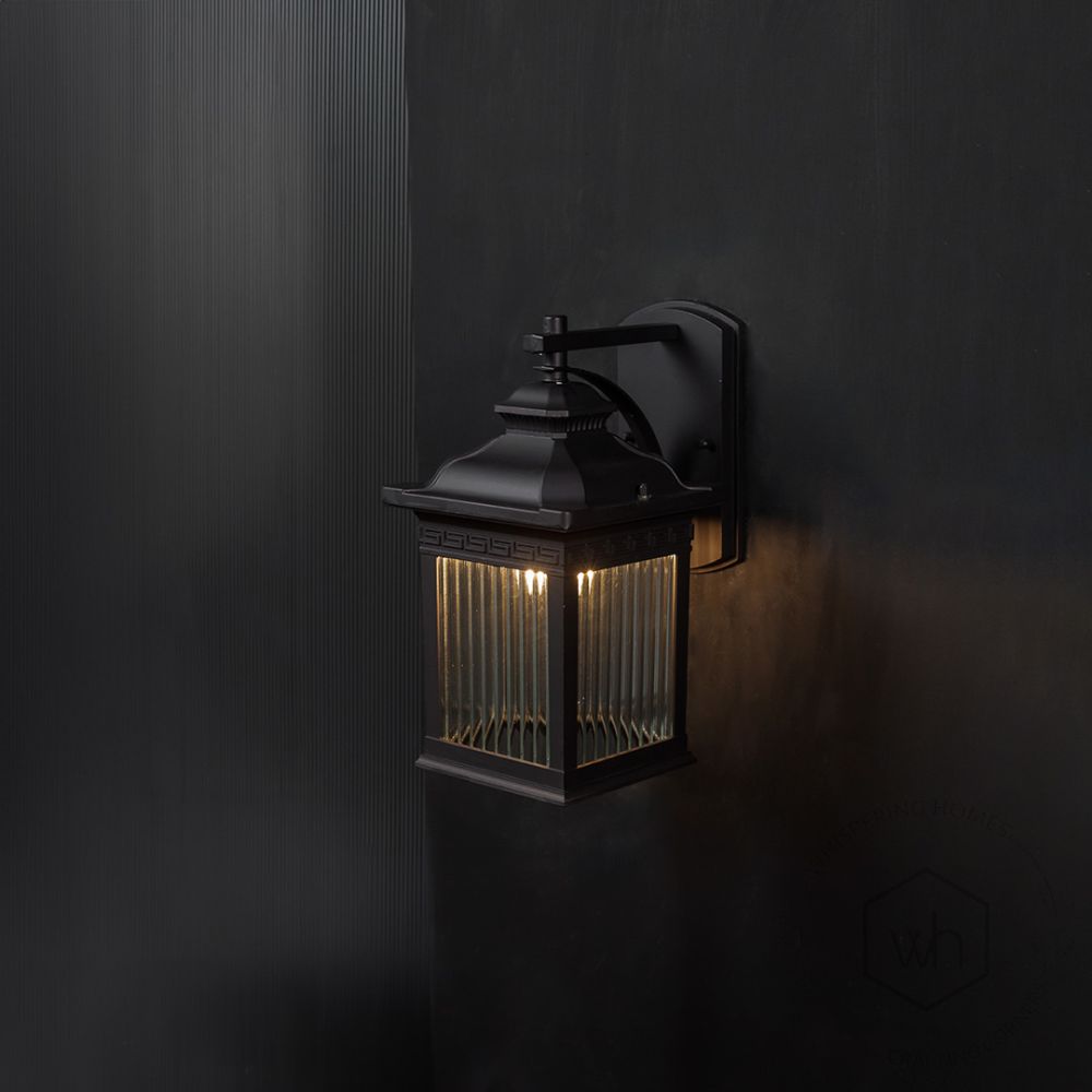 Porch Outdoor Wall Light - Dark Brown Light On Black Background