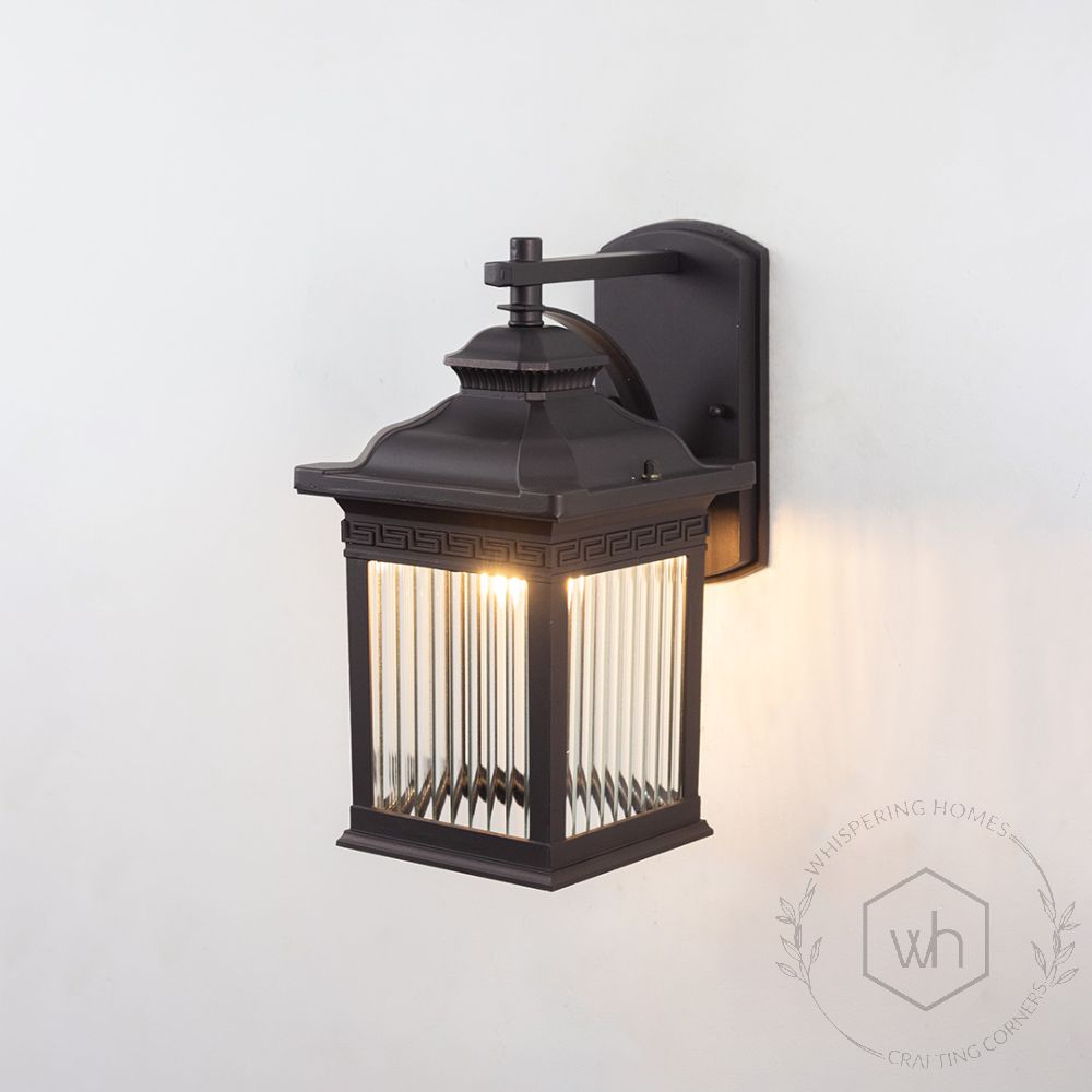 Porch Outdoor Wall Light - Dark Brown Light On White Background