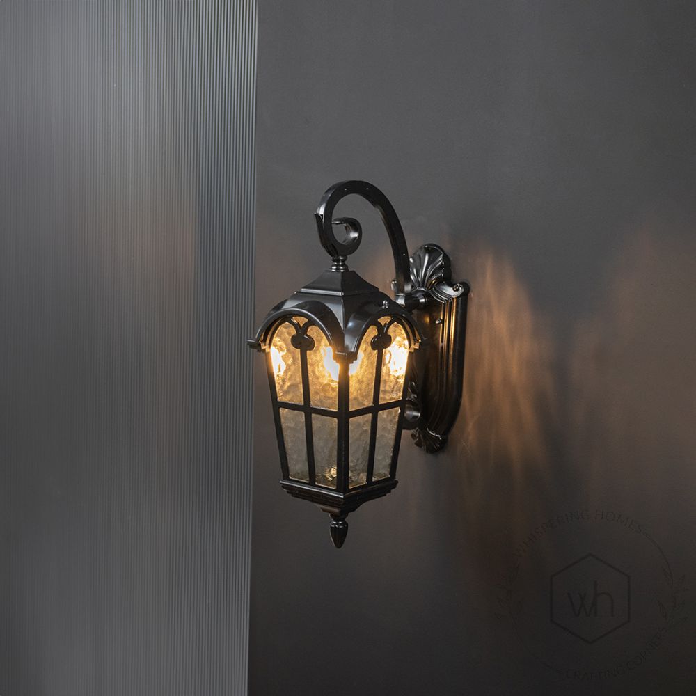 Desse Outdoor Wall Light - Black Light On Black Background