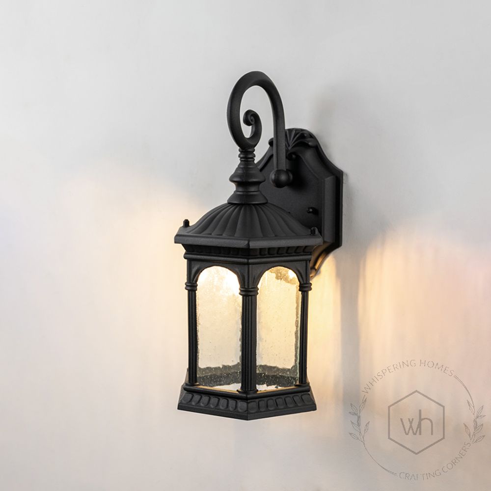 Affable Outdoor Wall Light - Black Light On White Background