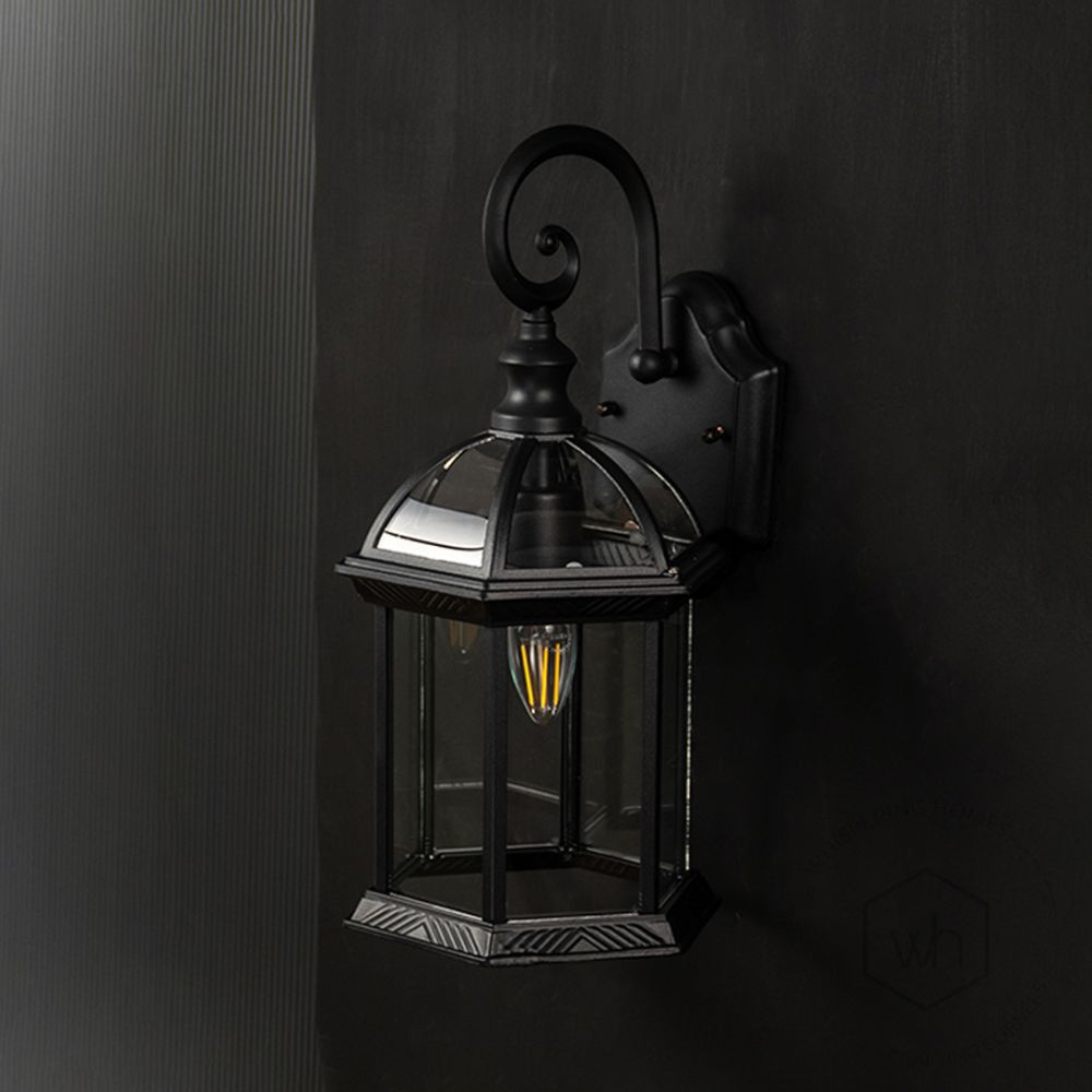 Auger Outdoor Wall Light - Black Light Off Black Background