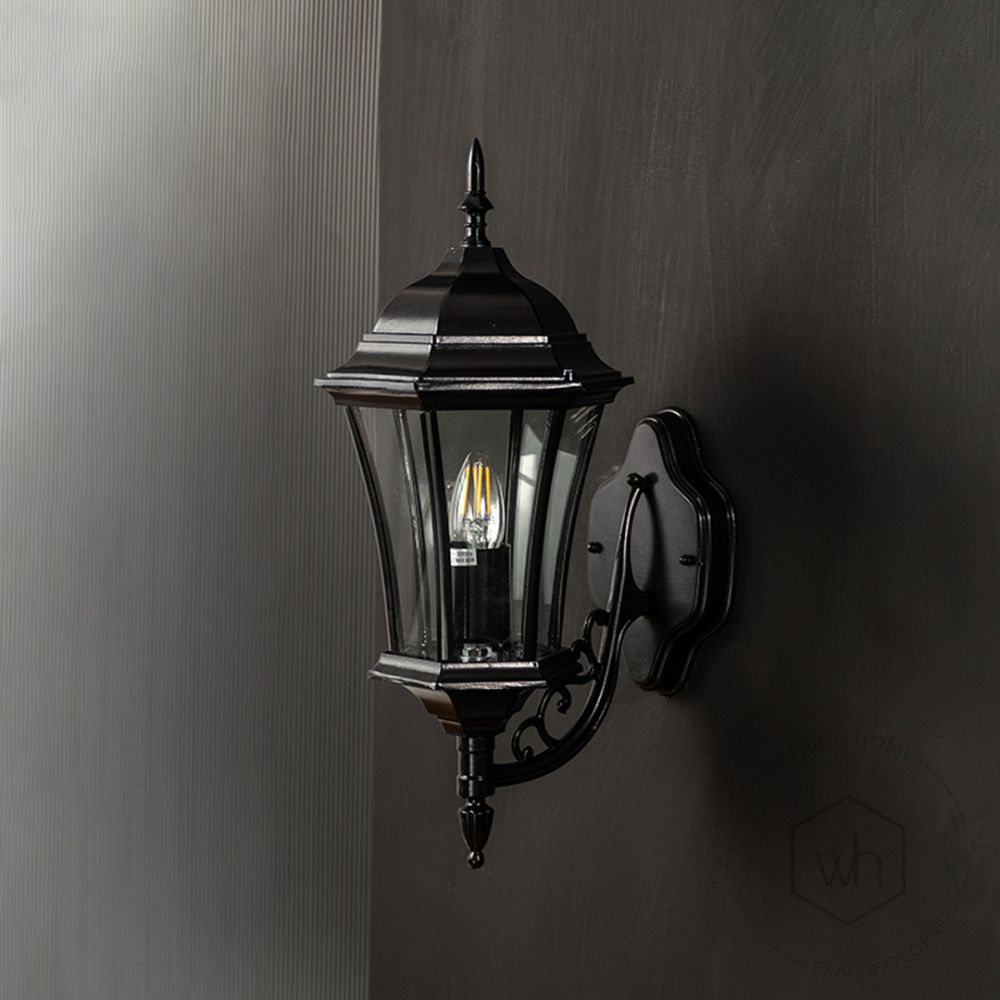 Artful Outdoor Wall Light - Black Light Off Black Background