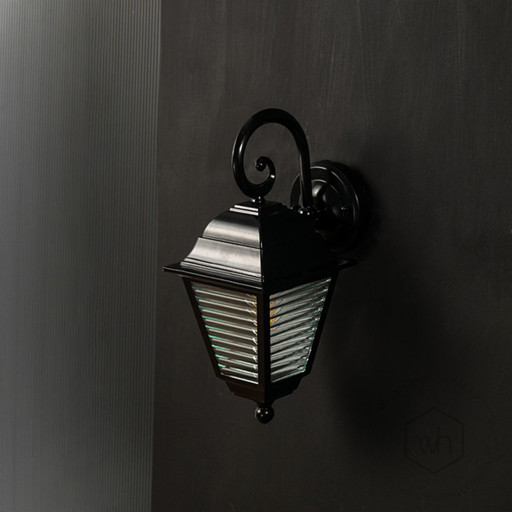 Misty Outdoor Wall Light - Black Light Off Black Background