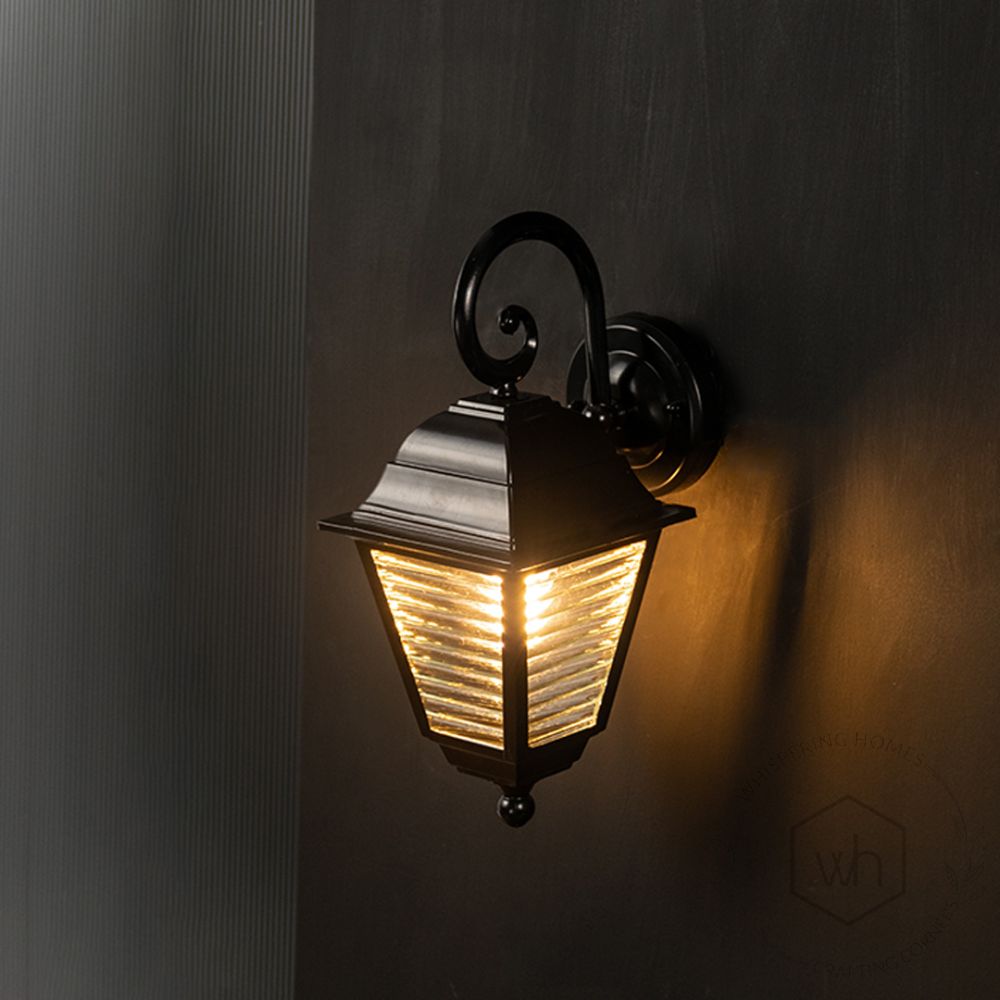 Misty Outdoor Wall Light - Black Light On Black Background