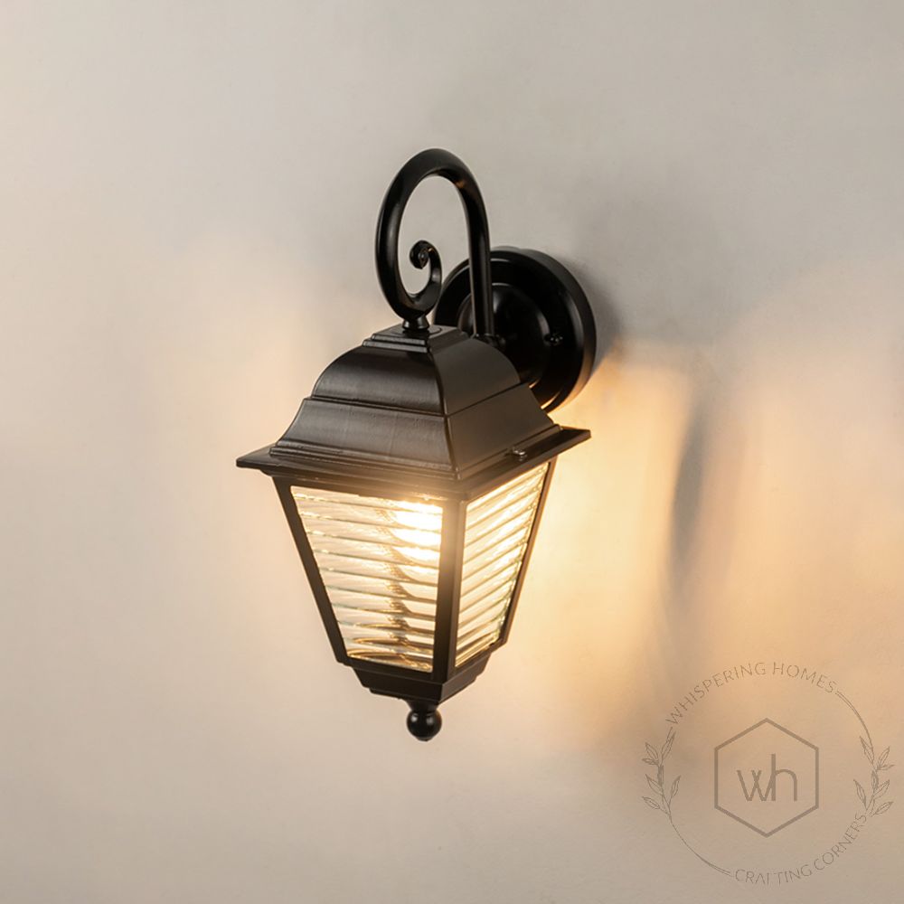 Misty Outdoor Wall Light - Black Light On White Background