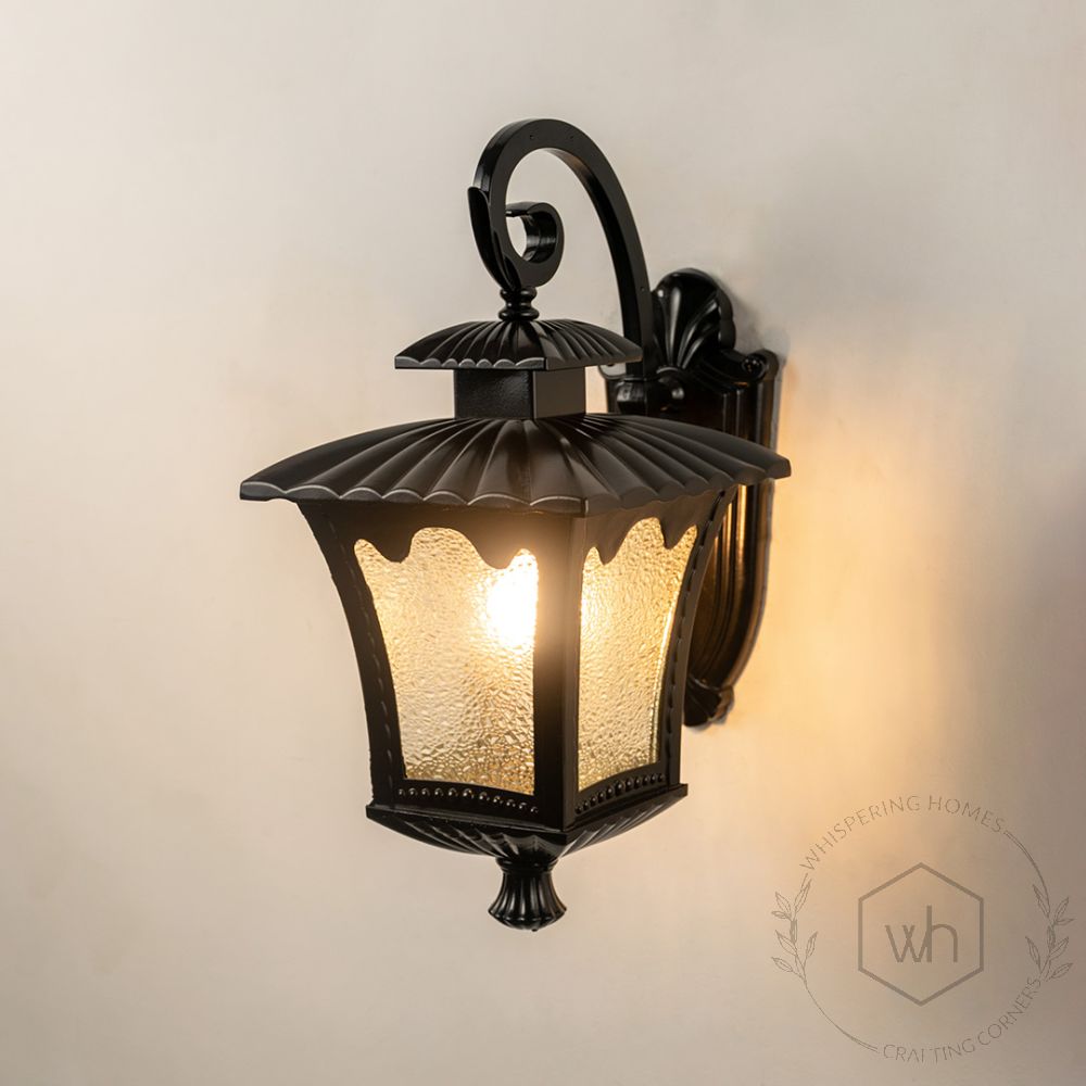 Vintage Outdoor Wall Light - Black Light On White Background