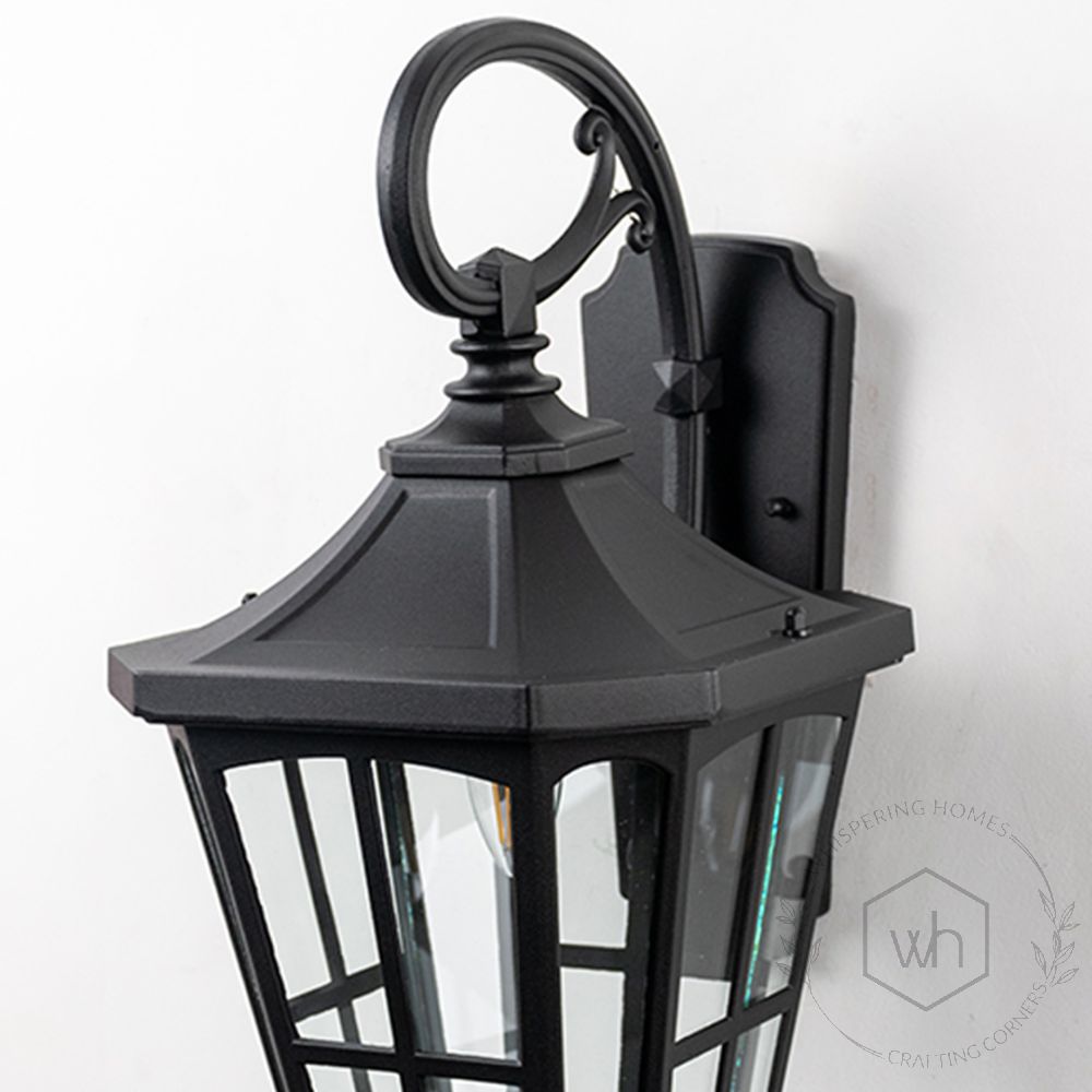 Lantern Outdoor Wall Light - Black Closeup