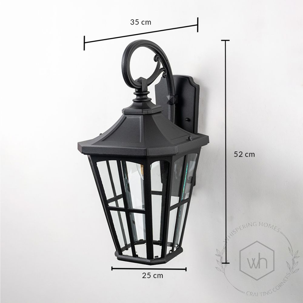 Lantern Outdoor Wall Light - Black Dimensions